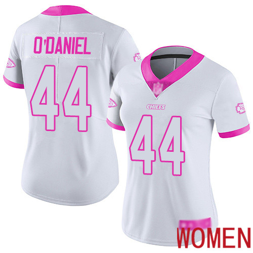 Women Kansas City Chiefs #44 ODaniel Dorian Limited White Pink Rush Fashion Nike NFL Jersey->nfl t-shirts->Sports Accessory